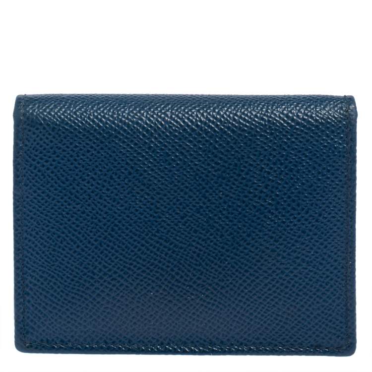 Pre Owned Dolce & Gabbana Blue Leather Flap Card Holder