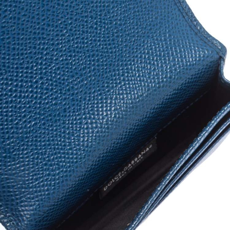 Pre Owned Dolce & Gabbana Blue Leather Flap Card Holder