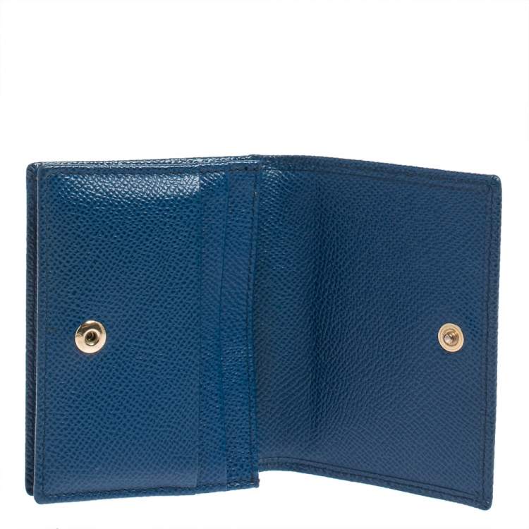 Pre Owned Dolce & Gabbana Blue Leather Flap Card Holder