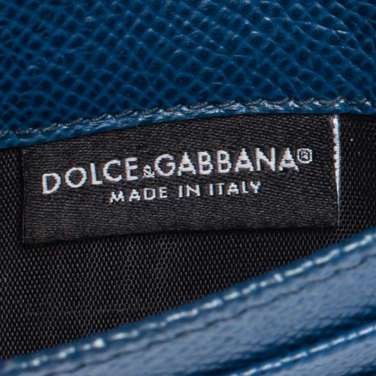 Pre Owned Dolce & Gabbana Blue Leather Flap Card Holder