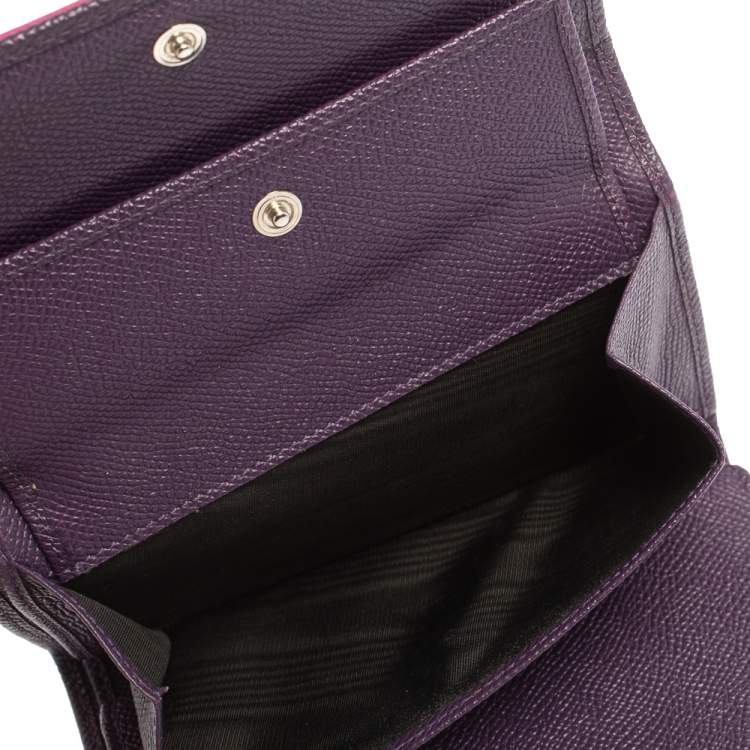 Pre Owned Dolce & Gabbana Pink Lizard Embossed Leather Trifold Wallet