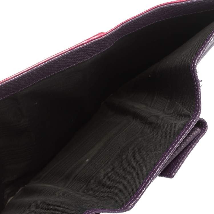 Pre Owned Dolce & Gabbana Pink Lizard Embossed Leather Trifold Wallet