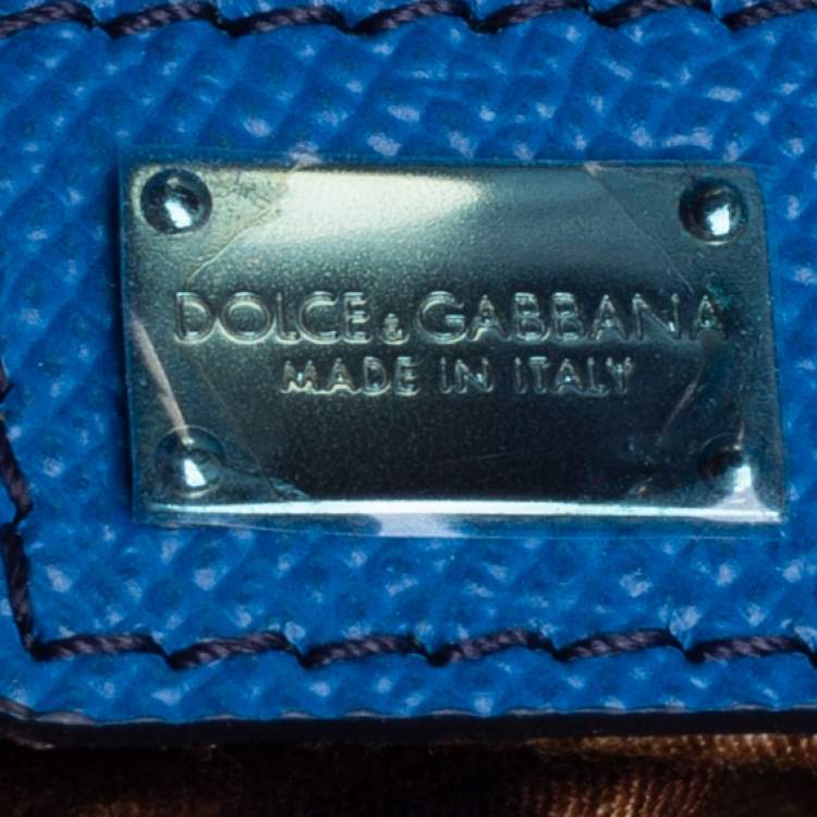Pre Owned Dolce & Gabbana Azure Blue Leather Miss Sicily Double Zip Top Handle Bag