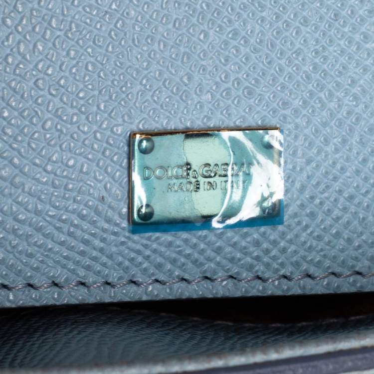 Pre Owned Dolce & Gabbana Powder Blue Leather Large Sicily Top Handle Bag
