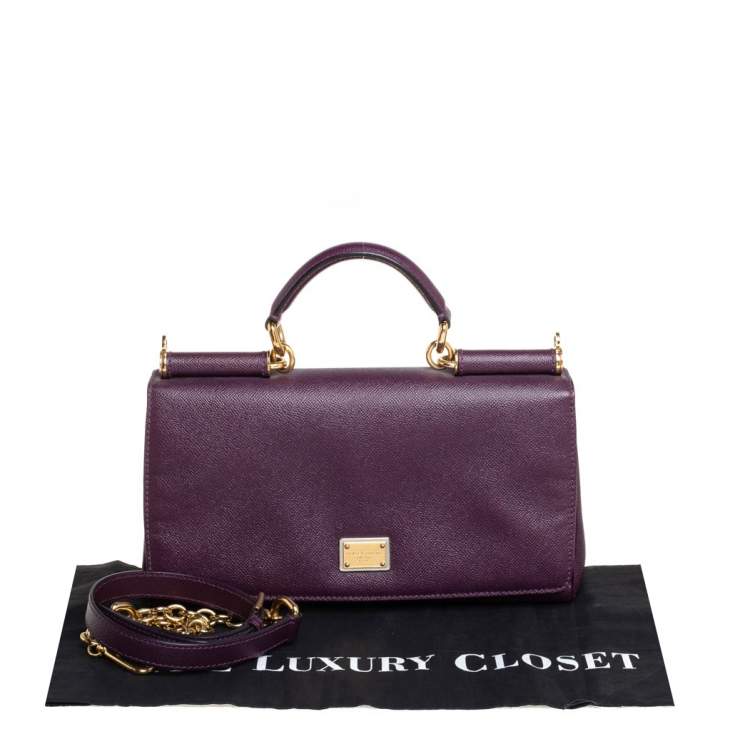 مملوكة مسبقًا Dolce & Gabbana Purple Leather Top Handle Bag