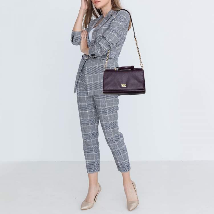 مملوكة مسبقًا Dolce & Gabbana Purple Leather Top Handle Bag