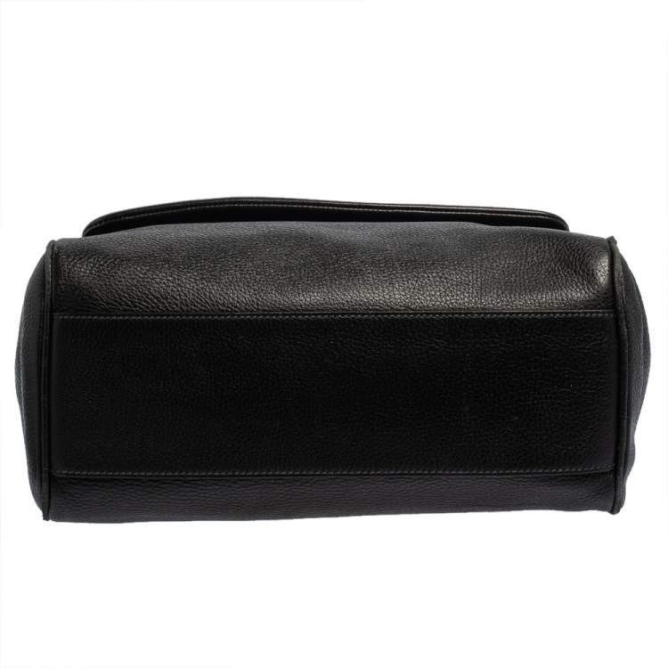 Pre Owned Dolce & Gabbana Black Leather Large Miss Sicily Top Handle Bag