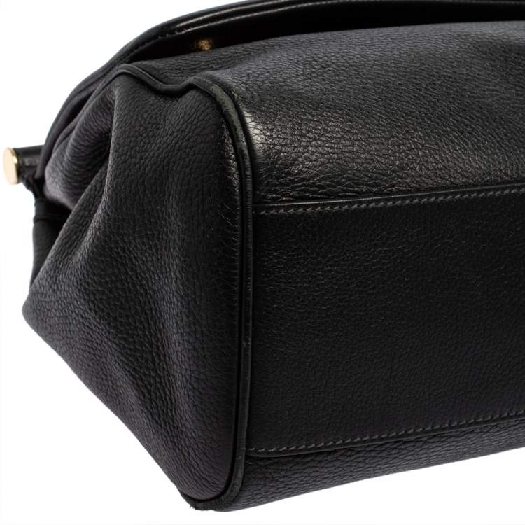 Pre Owned Dolce & Gabbana Black Leather Large Miss Sicily Top Handle Bag