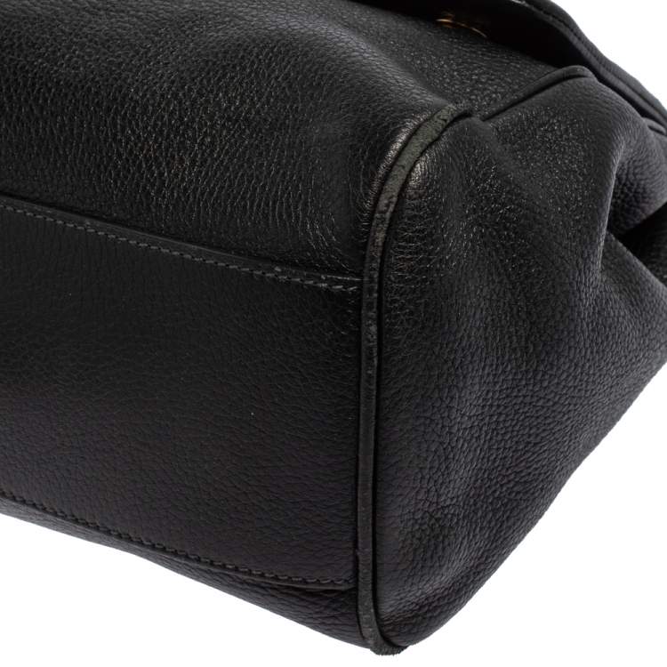 Pre Owned Dolce & Gabbana Black Leather Large Miss Sicily Top Handle Bag