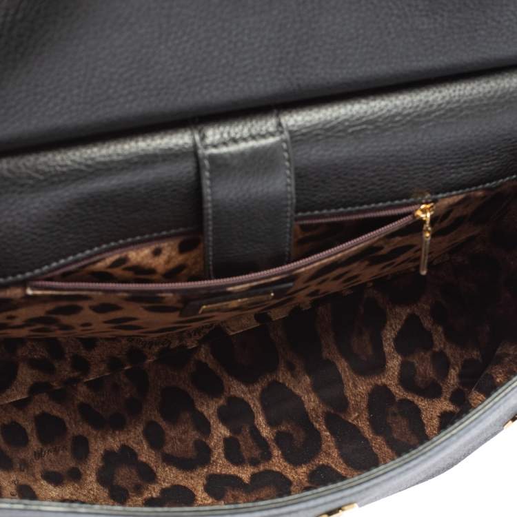 Pre Owned Dolce & Gabbana Black Leather Large Miss Sicily Top Handle Bag