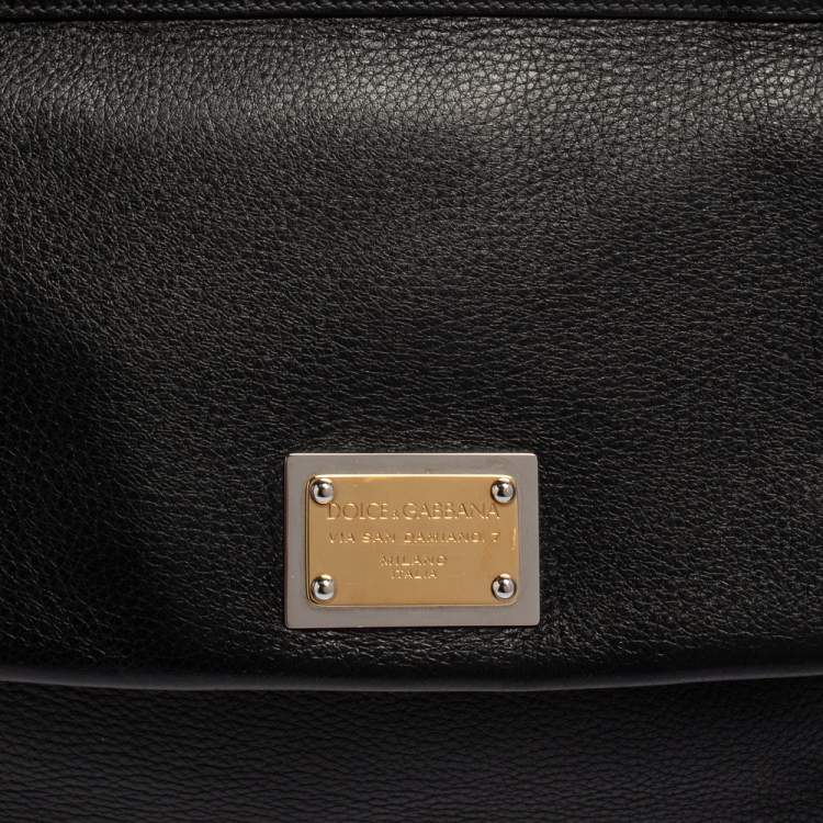Pre Owned Dolce & Gabbana Black Leather Large Miss Sicily Top Handle Bag