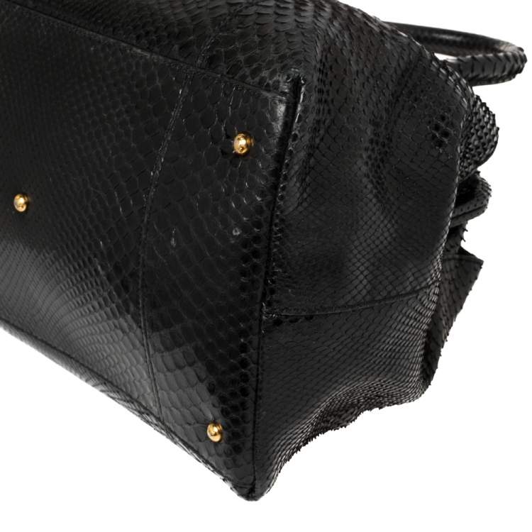 Pre Owned Dolce & Gabbana Black Python Leather Frame Satchel