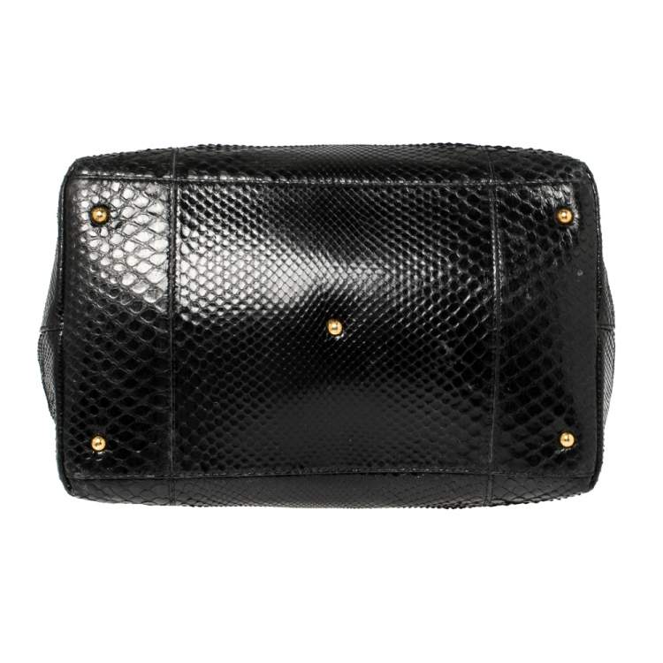 Pre Owned Dolce & Gabbana Black Python Leather Frame Satchel