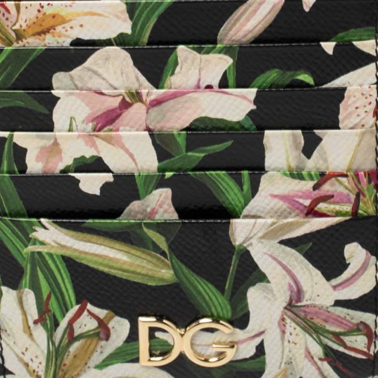 Pre Owned Dolce & Gabbana Multicolor Floral Print Leather Zip Card Holder 