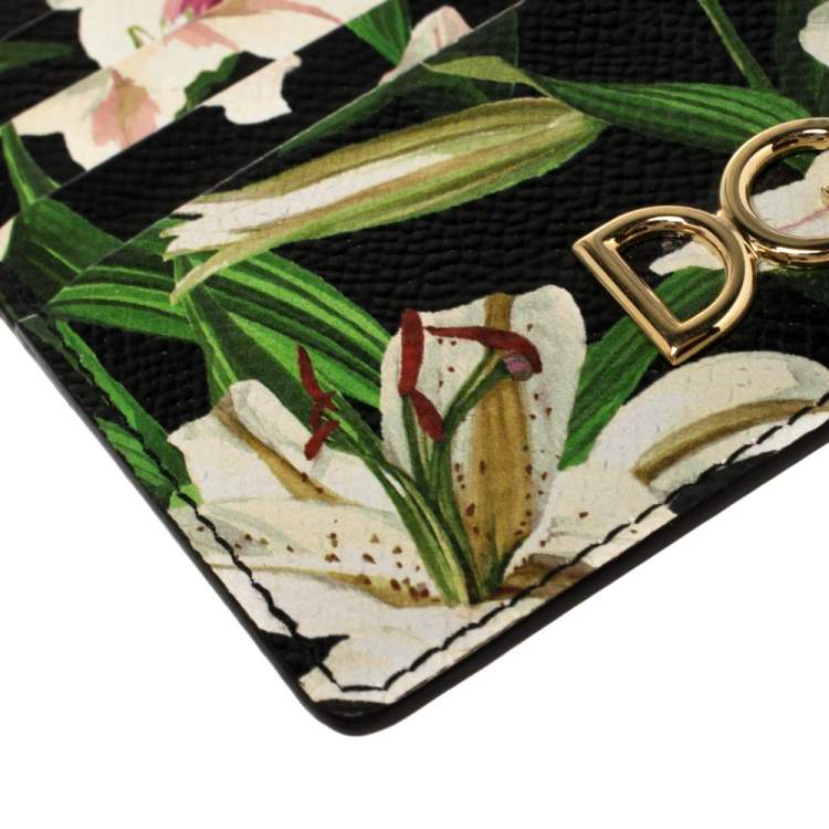 Pre Owned Dolce & Gabbana Multicolor Floral Print Leather Zip Card Holder 