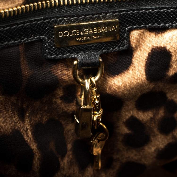 Pre Owned Dolce & Gabbana Black Leather Flap Top Handle Bag