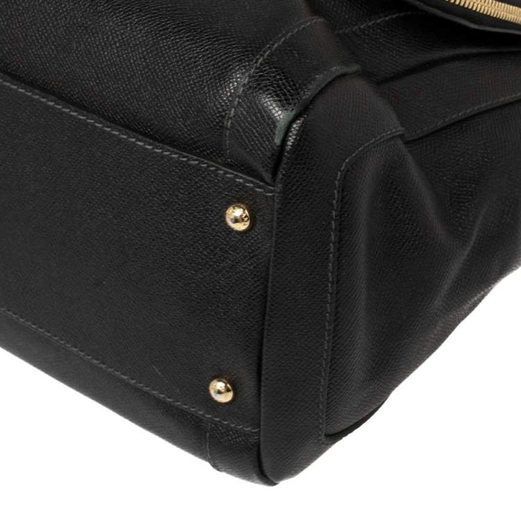 Pre Owned Dolce & Gabbana Black Leather Flap Top Handle Bag
