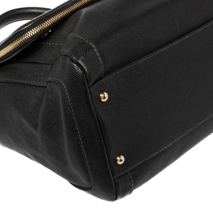 Pre Owned Dolce & Gabbana Black Leather Flap Top Handle Bag