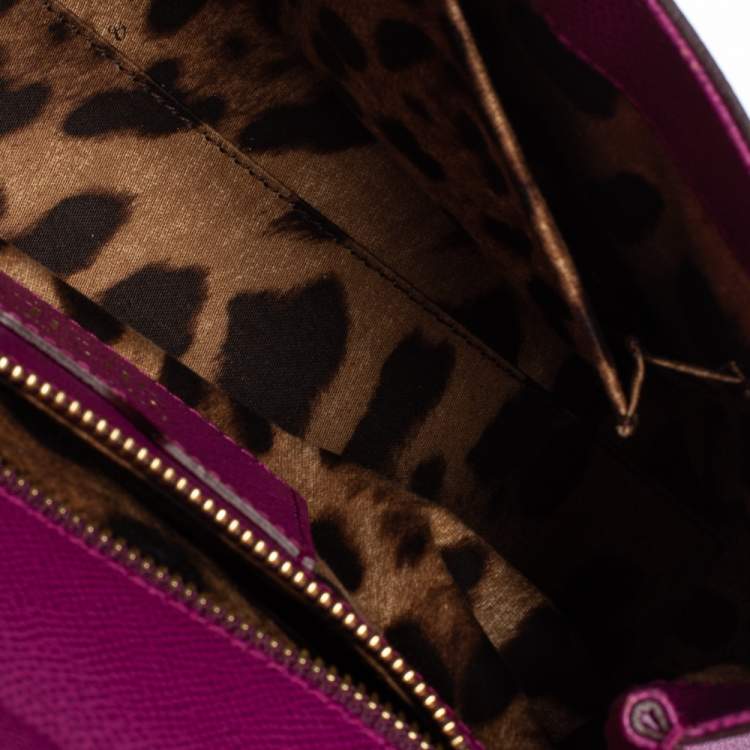 Pre Owned Dolce & Gabbana Pink Leather Medium Miss Sicily Top Handle Bag