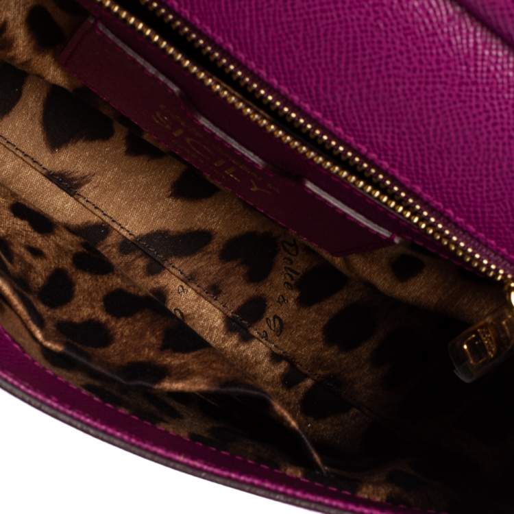 Pre Owned Dolce & Gabbana Pink Leather Medium Miss Sicily Top Handle Bag