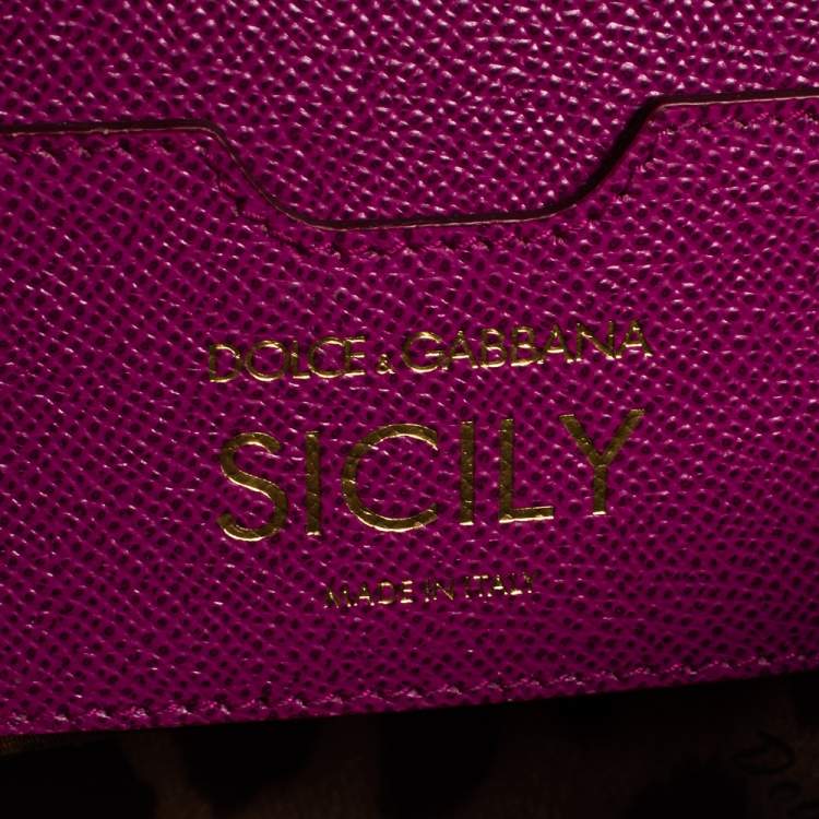 Pre Owned Dolce & Gabbana Pink Leather Medium Miss Sicily Top Handle Bag
