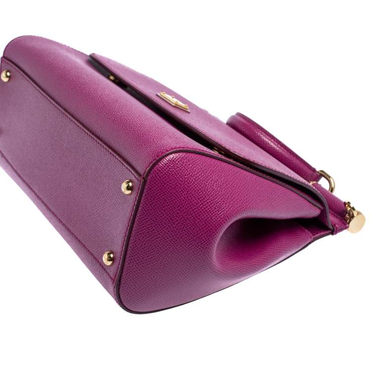 Pre Owned Dolce & Gabbana Pink Leather Medium Miss Sicily Top Handle Bag