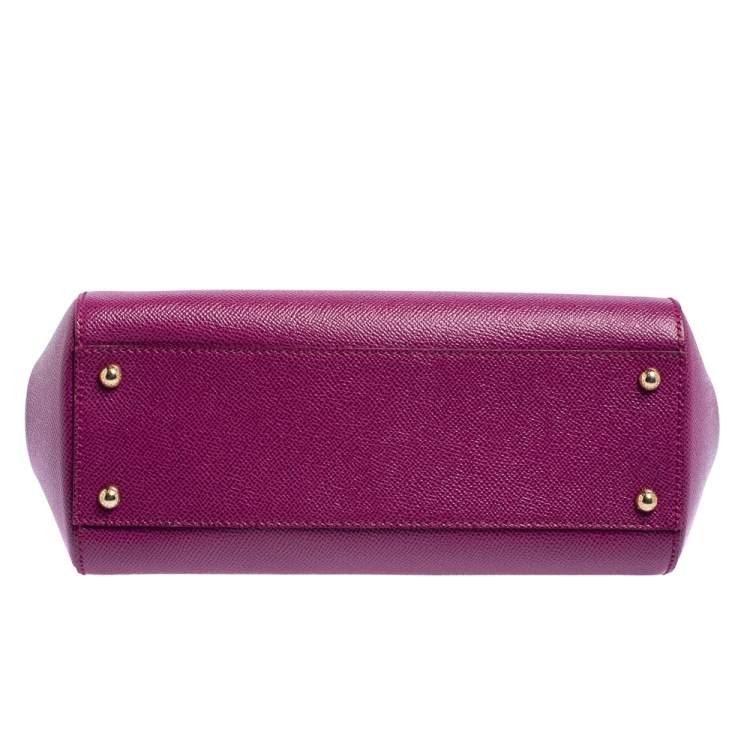 Pre Owned Dolce & Gabbana Pink Leather Medium Miss Sicily Top Handle Bag