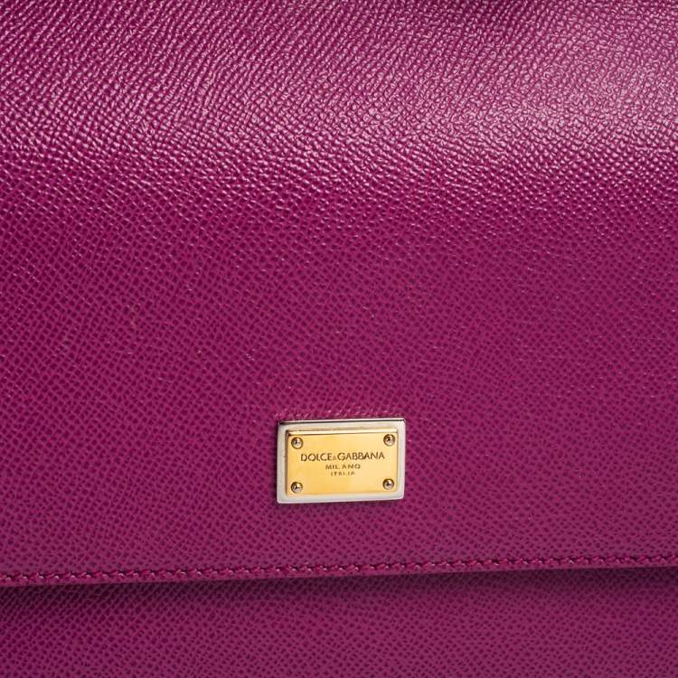 Pre Owned Dolce & Gabbana Pink Leather Medium Miss Sicily Top Handle Bag
