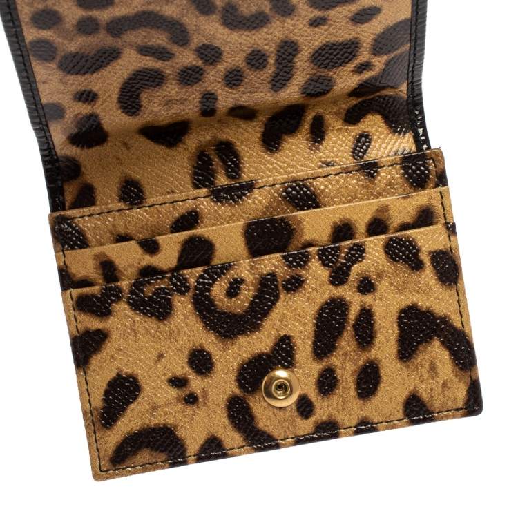 Pre Owned Dolce & Gabbana Black Patent Leather Dauphine Flap Card Holder