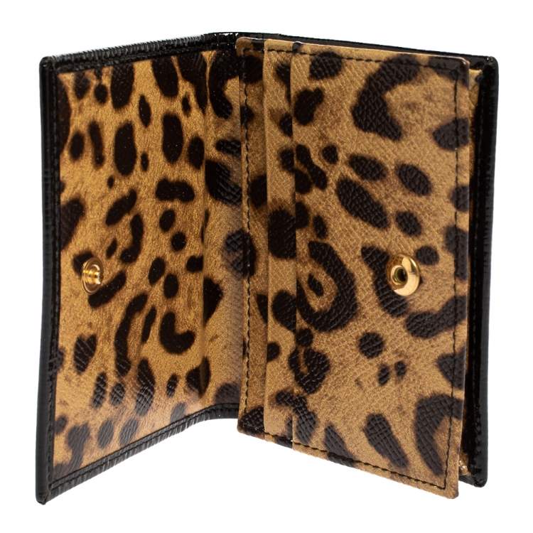 Pre Owned Dolce & Gabbana Black Patent Leather Dauphine Flap Card Holder