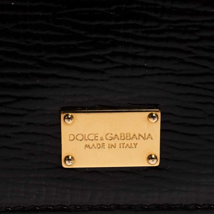 Pre Owned Dolce & Gabbana Black Patent Leather Dauphine Flap Card Holder