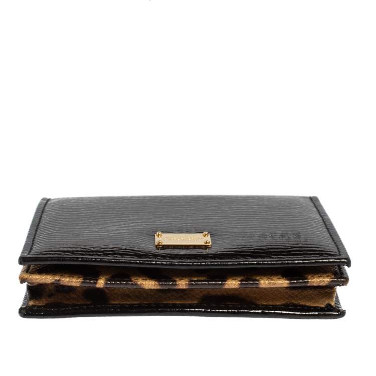 Pre Owned Dolce & Gabbana Black Patent Leather Dauphine Flap Card Holder