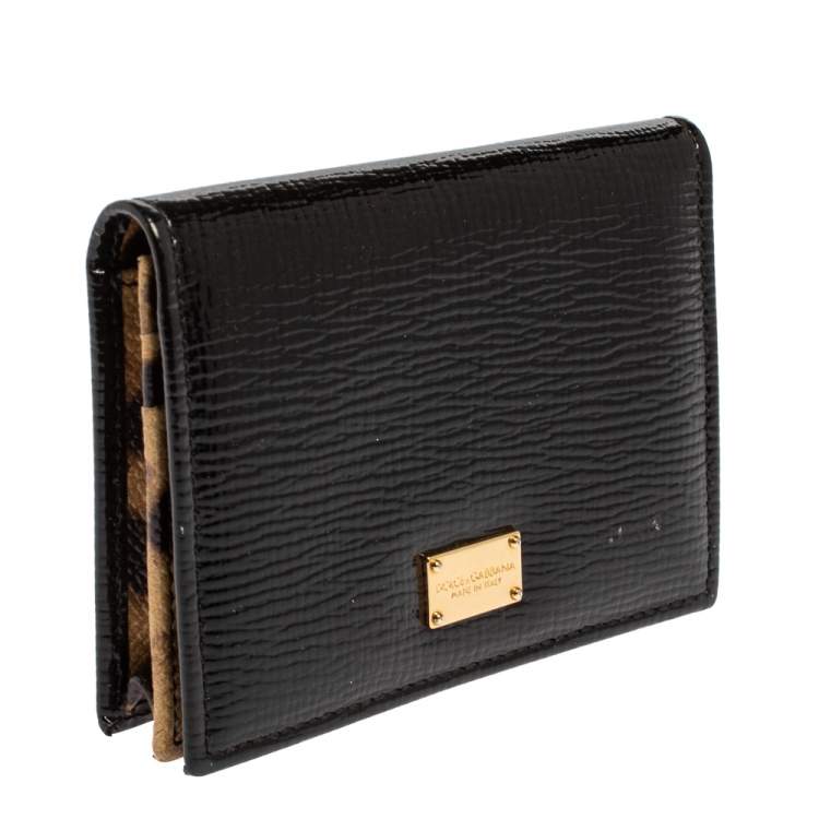 Pre Owned Dolce & Gabbana Black Patent Leather Dauphine Flap Card Holder