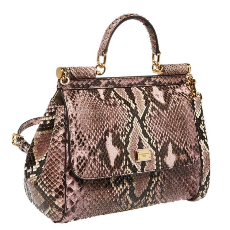 Pre Owned Dolce & Gabbana Multicolor Python Medium Miss Sicily Top Handle Bag
