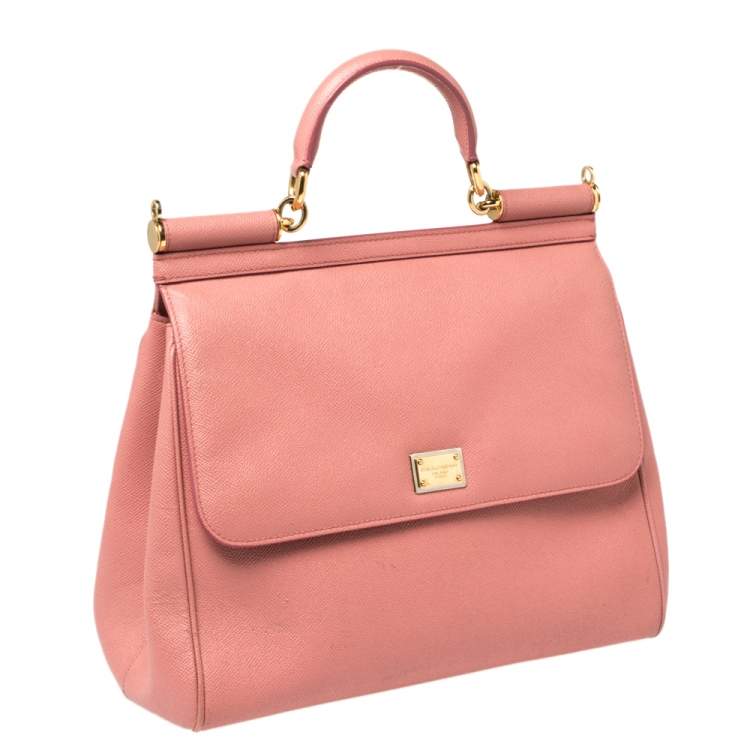مملوكة مسبقًا Dolce & Gabbana Pink Leather Large Miss Sicily Top Handle Bag