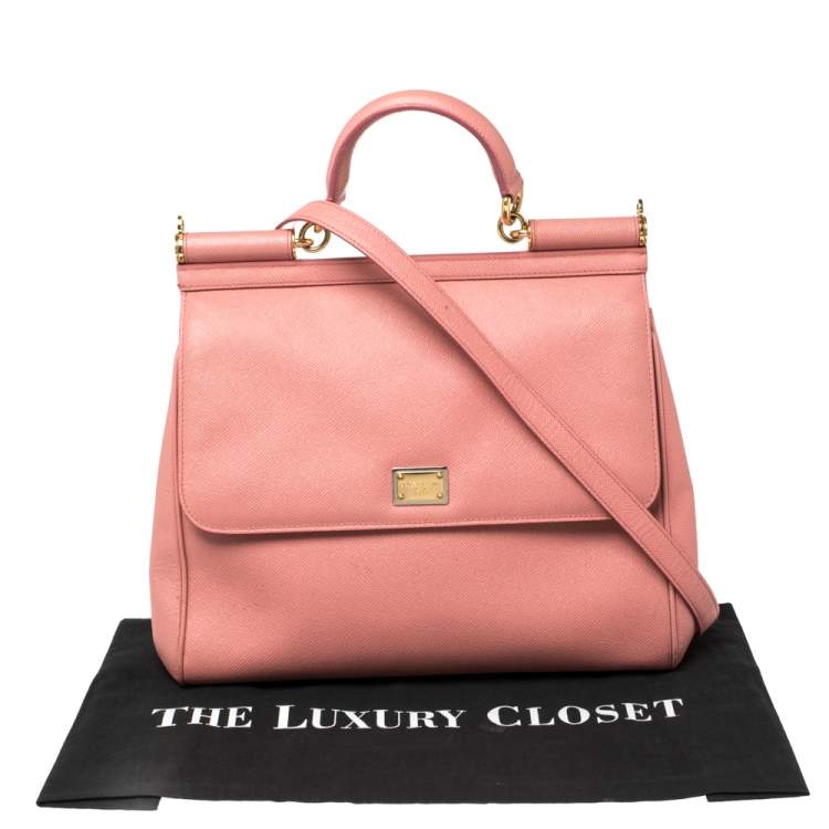 مملوكة مسبقًا Dolce & Gabbana Pink Leather Large Miss Sicily Top Handle Bag