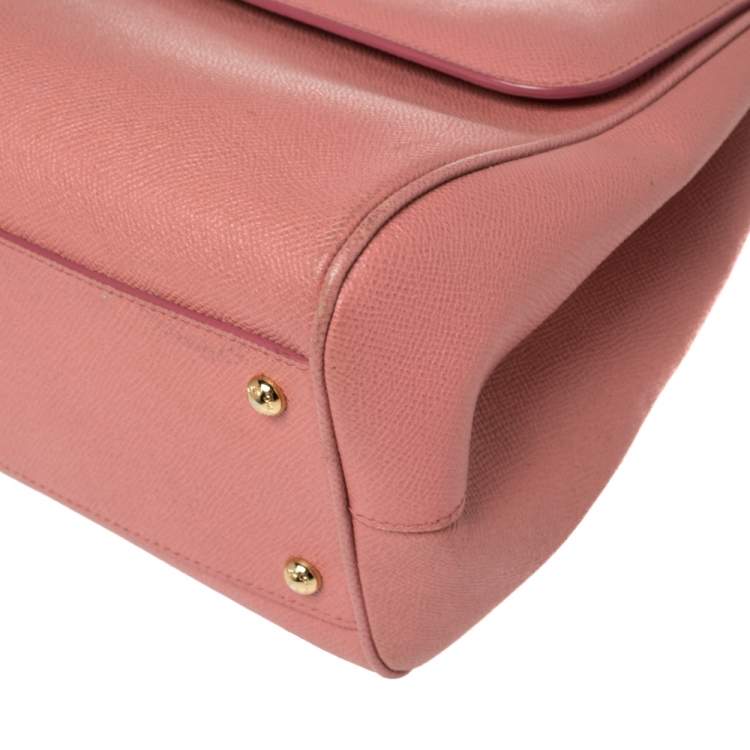 مملوكة مسبقًا Dolce & Gabbana Pink Leather Large Miss Sicily Top Handle Bag