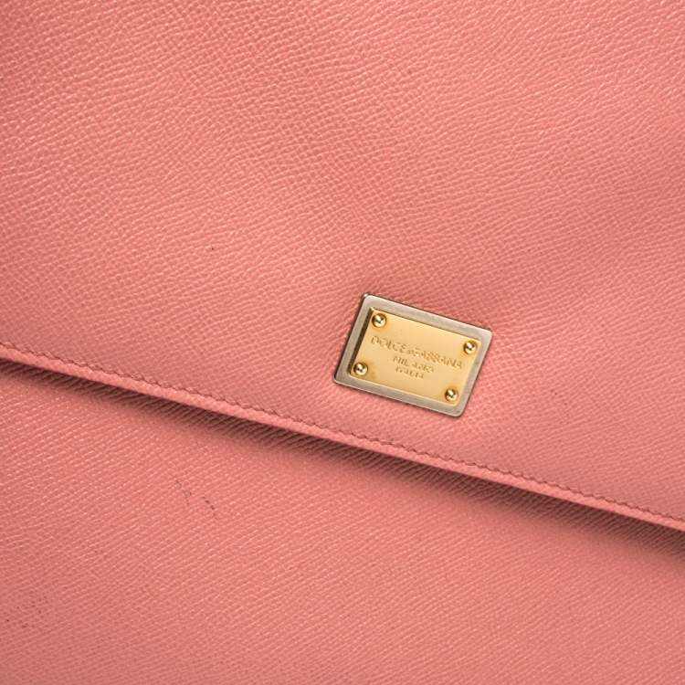 مملوكة مسبقًا Dolce & Gabbana Pink Leather Large Miss Sicily Top Handle Bag