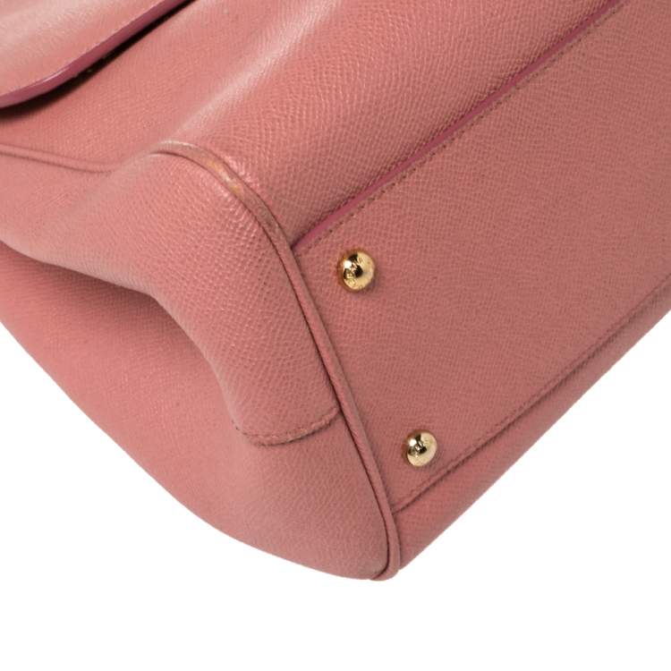 مملوكة مسبقًا Dolce & Gabbana Pink Leather Large Miss Sicily Top Handle Bag