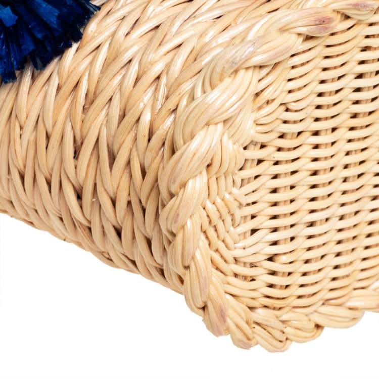 Pre Owned Dolce & Gabbana Multicolor Wicker, Leather and Straw Crystal Embellishment Bag