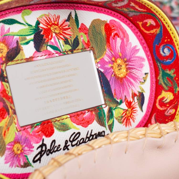 Pre Owned Dolce & Gabbana Multicolor Wicker, Leather and Straw Crystal Embellishment Bag