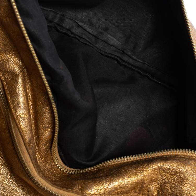 Pre Owned Dolce & Gabbana Gold Leather Bifold Clutch