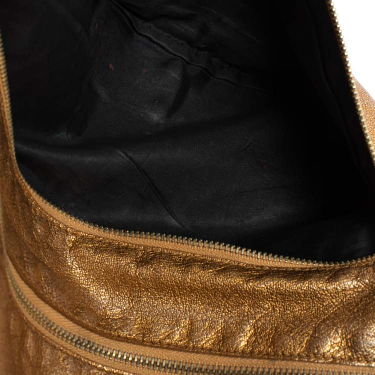 Pre Owned Dolce & Gabbana Gold Leather Bifold Clutch