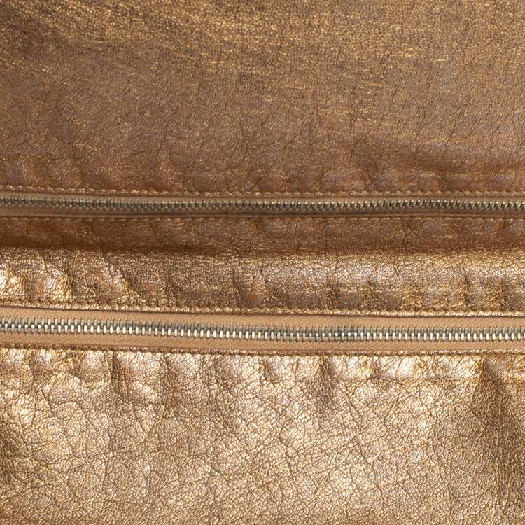 Pre Owned Dolce & Gabbana Gold Leather Bifold Clutch