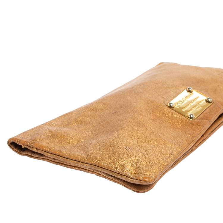 Pre Owned Dolce & Gabbana Gold Leather Bifold Clutch