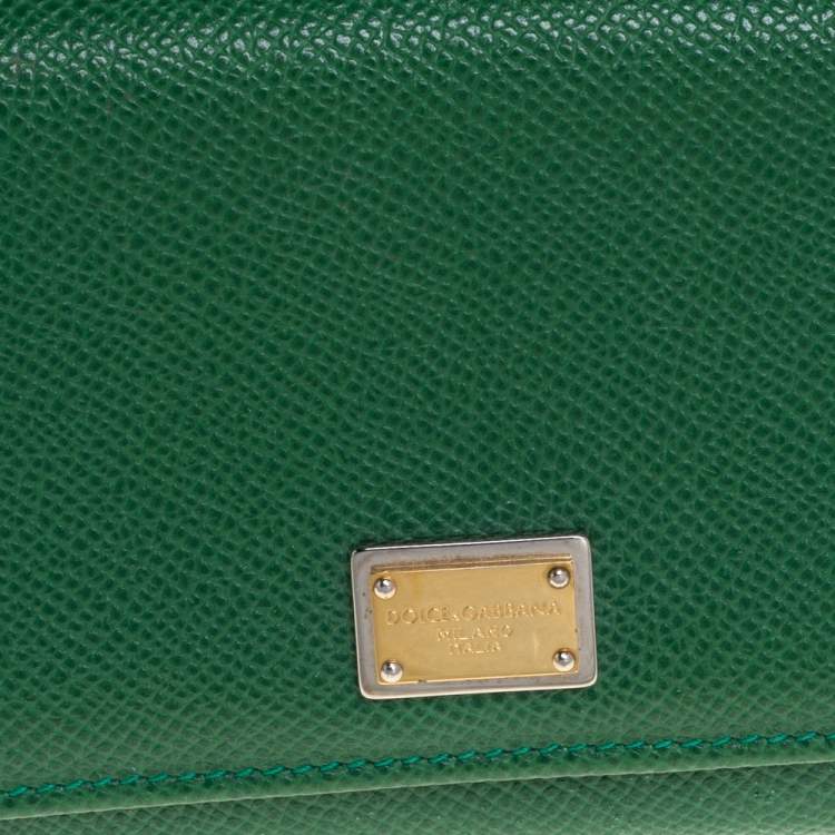 Pre Owned Dolce & Gabbana Green Dauphine Leather Continental Wallet