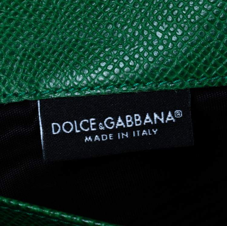Pre Owned Dolce & Gabbana Green Dauphine Leather Continental Wallet