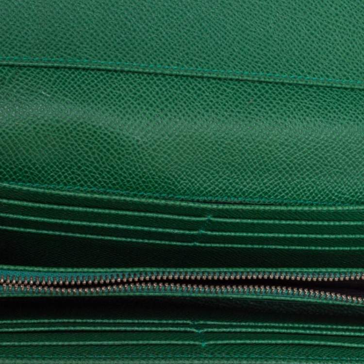 Pre Owned Dolce & Gabbana Green Dauphine Leather Continental Wallet