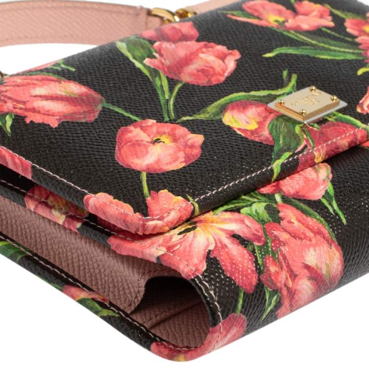 Pre Owned Dolce & Gabbana Multicolor Printed Leather Sicily Smart Gloss Wallet on Chain