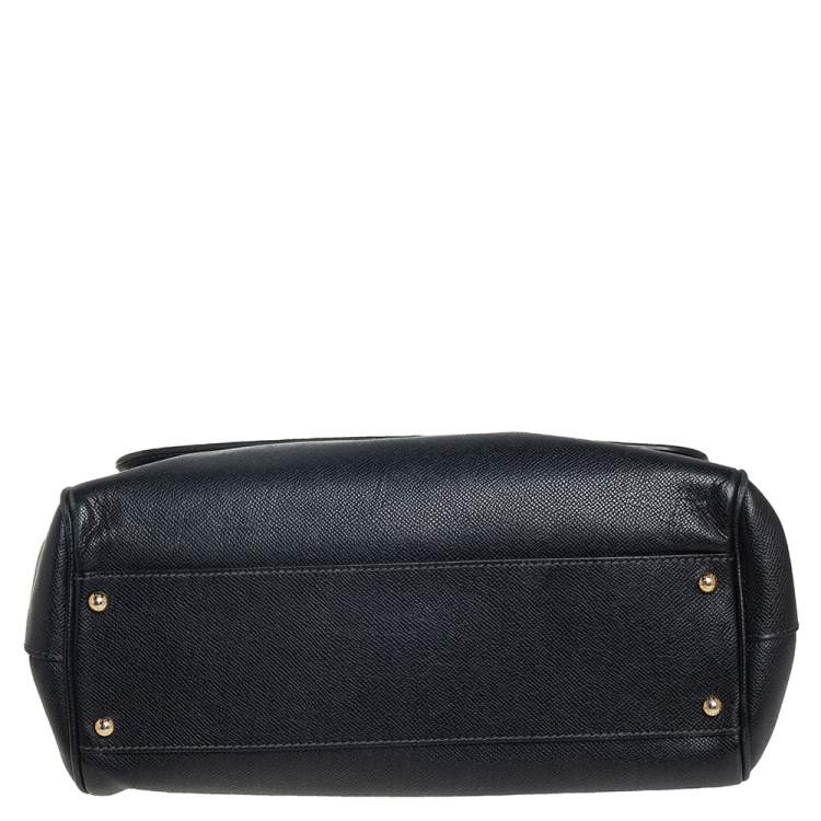 Pre Owned Dolce & Gabbana Black Leather Large Miss Sicily Top Handle Bag